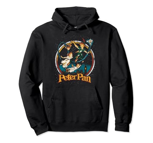 Disney Peter Pan Vintage Style Group Shot Logo Pullover Hoodie