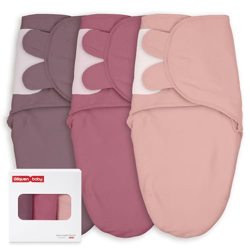 Image of GLLQUEN BABY Swaddles for Newborns 3-6 Months, Adjustable & Easy Fastener | 3-Pack, Baby Girl Swaddles Organic Cotton Womb-Like Nursery Swaddling Blanket reduces startle reflex, Soft & Skin-Friendly