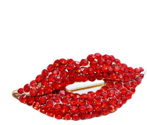 Image of 1Pc Red Small Crystal Lip Kiss Brooches Pin Women Alloy Enamel Rhinestone Collar Corsage Jewelry Valentine's Day Gifts,Brooches and Pins,Small in Size and Light in Weight,Women's Brooches and Pins