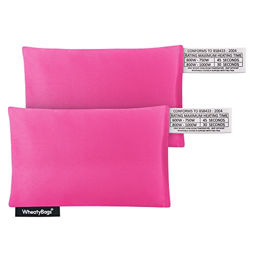 Wheat Bag Microwave Small Rectangle (15cm) Heat Pack - Pack of 2 (Cotton Fabric - Hot Pink)