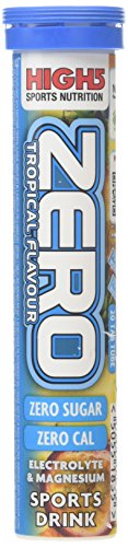 High 5 Cero Tropical Sabor Electrolitos y Magnesio Bebida Deportiva Pestañas (Paquete de 20) - Transparente