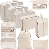 Chijoo Koffer Organizer Set (Beige, 9 teiliges) – Packing Cubes Set, Packwürfel, Reise Gadget
