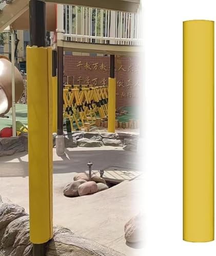 Premium Foam Pole Protector Padding for Metal, Wood, Concrete Columns - Yellow Basketball Hoop & Round Pole Pads, UV-Resistant Garage Post Covers for Maximum Safety