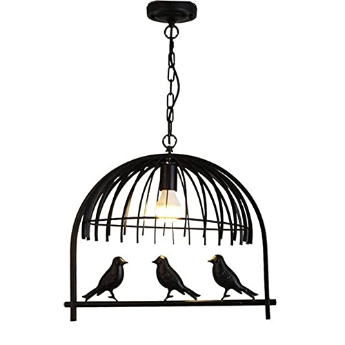 Waqihreu Lustre Vintage en Fer forgé Restaurant/Bar/café/Chambre à Coucher/étude Lustre créatif de Cage à Oiseaux, Noir
