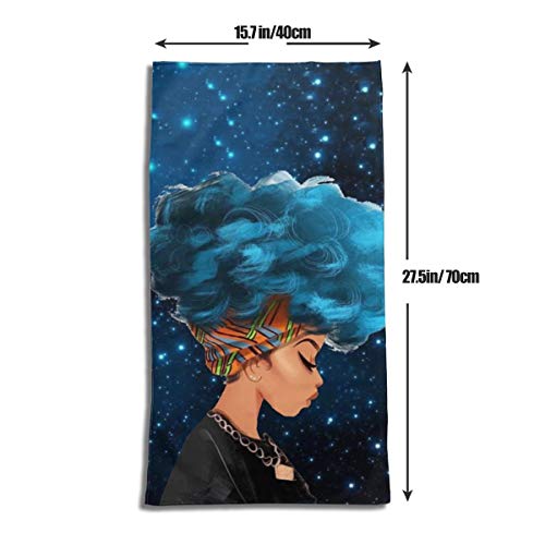 African American Women With Blue Hair Absorbent Hand Towel Soft Polyester Face Towel Multi Purpose Towels For Bathroom, Hotel, Gym And Spa 15.7X 27.5 Inch #TOP1