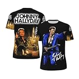 Johnny T-Shirt Manche Courte pour Homme Motif Hallyday Imprimé Décontracté Tops Graphic Tees Shirts Col Rond Chemises