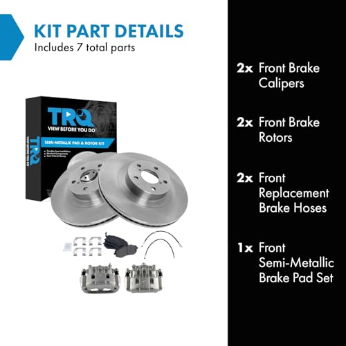 Image of TRQ Front Brake Pad and Rotor Set Semi Metallic Calipers | For 2009-2010 Subaru Forester