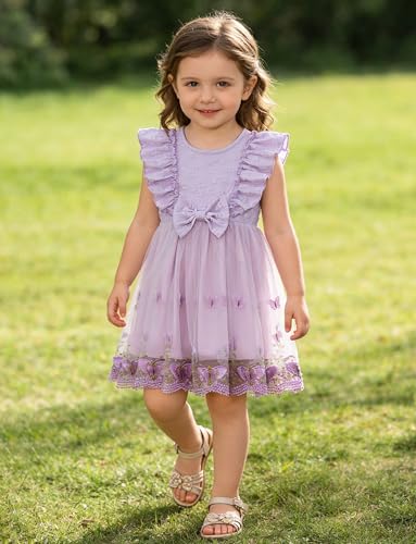 Vestidos de princesa para niña pequeña con mariposas de tul sin mangas 3
