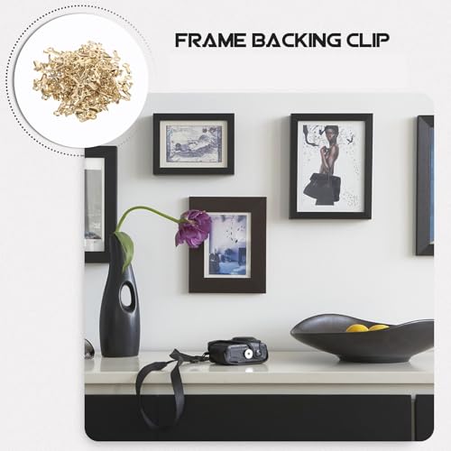 Image of Picture Frame Backing Clips 800pcs Golden Tablet Small Clips for Wall Frames Hardware Picture Frame Supplies Backing Hanging Photo Repair for Hanging Photos, Pictures, Drawings(Black)
