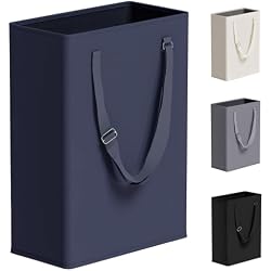45L Slim Laundry Hamper with Adjustable Long Handles & Mesh Top, Navy | Small Laundry Baskets with Mesh Top, Narrow Dirty Clothes Hamper for Bedroom, Closet, and Bathroom