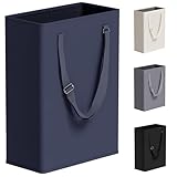 Slim Laundry Hamper with Adjustable Long Handles, 45L Small Laundry Baskets with Mesh Top, Narrow Dirty Clothes Hamper for Bedroom, Closet, and Bathroom - Navy