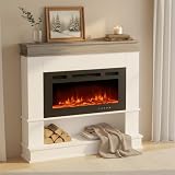 M.C.Haus Chimenea Eléctrica con Repisa (Rustic Oak & White, 98cm)