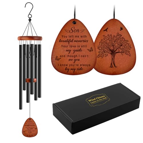 Image of Memorial Gifts for Loss of Son,Memorial Wind Chimes 25'', Loss of Son Sympathy Gifts, Home Decor Outdoor Garden, Soothing Melodic Tones with Mute Option