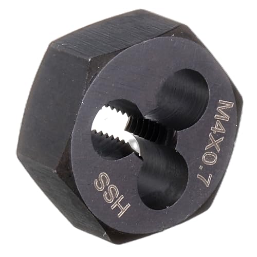 QUARKZMAN Sechskant-Schneideisen M4x0,7, Rechtshänder Gewindeschneideisen, Schwarz