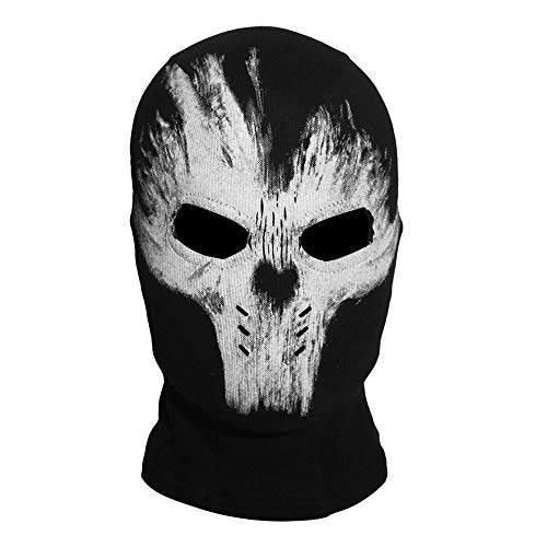 Black Sugar mixte Ghost - Tete de Mort Cagoule noire crâne de mort Masque intégral coupe-vent Résistant à la poussière Vélo Moto Masque motard Halloween Cosplay Party Cyclisme Randonnée Ski (Modèle C)