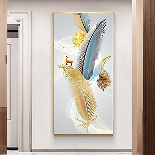 Point de croix broderie diamant plume d'or grand format à offrir pour un anniversaire