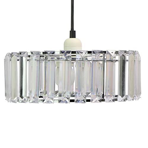 Abat-jour suspendu avec perles en chrome et acrylique pour salon