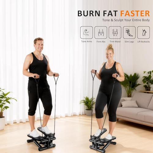 Aidoly Stair Stepper with Resistance Bands for Home Exercise, Mini Stepper Machine for Indoor Fitness, Portable Home Gym Stepper for Full Body Workout, 300LBS Capacity,Black - image 5