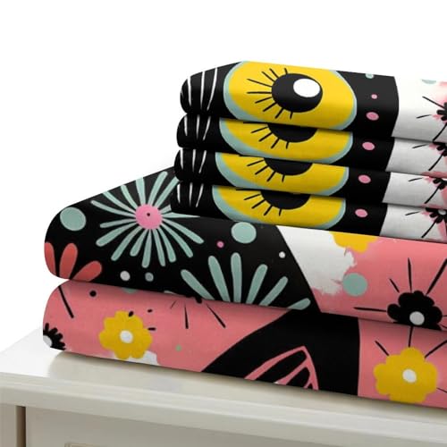 Housse de couette 3D imprimé fleurs et chat en microfibre premium King 220x240 - 7