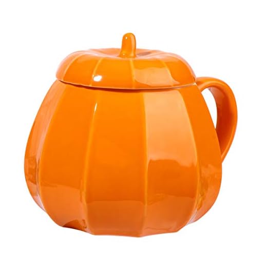 Taza, diseño de calabaza, cerámica, con tapa, 300 ml
