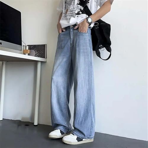 Hndudnff Men's Slim Fit Stretch Jeans Loose Fit Wide Leg Denim Trousers Baggy Pants4