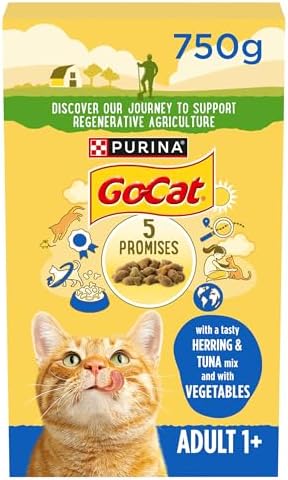 GO-CAT Adult Herring and Tuna Dry Cat Food 750g, Pack of 5