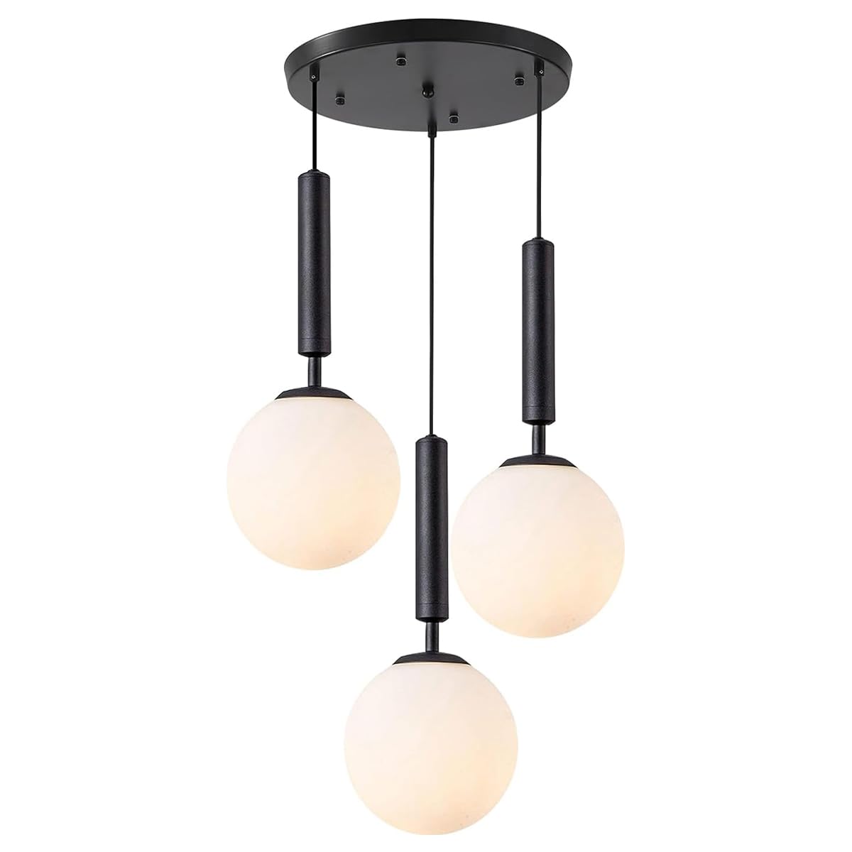 KXEcoLife Modern Cluster Chandelier - Adjustable Height LED Globe Light Fixture with Corn Bulbs Ceiling Pendant Lighting for Living Room, Hallway, or Staircase (3 Warm Light)
