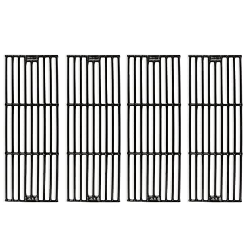 Hisencn Porcelain Cast Iron Cooking Grates Replacement for Chargriller Duo 5050, 3001, 5650, 3008, 3030, 3725, 4000, 2121, King Griller 3008 5252, Gas Grill Models Set of 4 Grill Grids