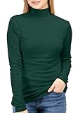 NY Threads Women's Turtleneck Long Sleeve Shirt Slim Fit Thermal Base Layer Tops 1 Pack, Medium, Green