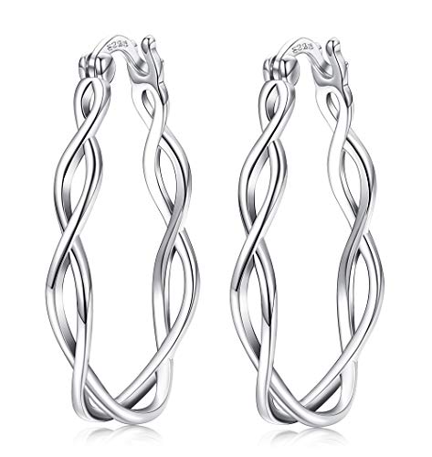 Milacolato 925 Sterling Silver Hoop Earrings Twist Irish Celtic Knot Earrings for Women
