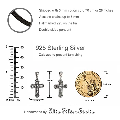 925 Sterling Silver Small Orthodox Cross Necklace - Dainty Jesus Christ Crucifix Pendant - Eastern Christian Religious Jewelry for Men Women - Baptism Gifts - Handmade 6