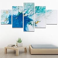 SIGNWIN 5 Panel Canvas Wall Art Abstract Brushstroke Closeup Digital Art Modern Artwork for Home Decorations Ready to Hang - 60