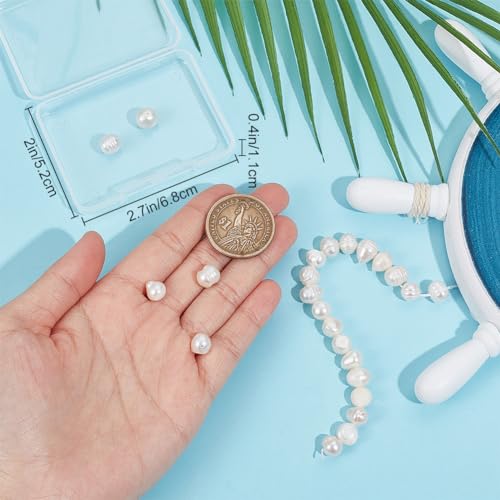 Beebeecraft 1 Box 23~24Pcs/Strand Natural Cultured Freshwater Pearl Beads 7~8.5mm Potato Round Irregular White Loose Pearl Beads for Summer Jewellery Making Bracelet Necklace Craft (Hole: 0.5mm) - Image 3