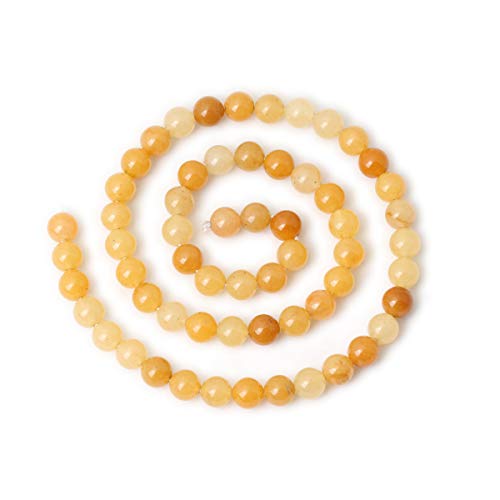 Cheavian 60Pcs 6Mm Natural Yellow Jade Gemstone Round Loose Beads For Jewelry Making Diy Handmade Materials 1 Strand 15" #TOP1