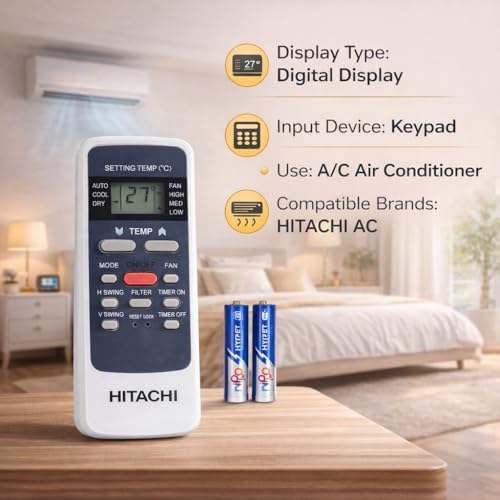 Image of Electronic Spices AC Remote | Compatible with HITACHI AC (Model AC-137) with AAA Batteries