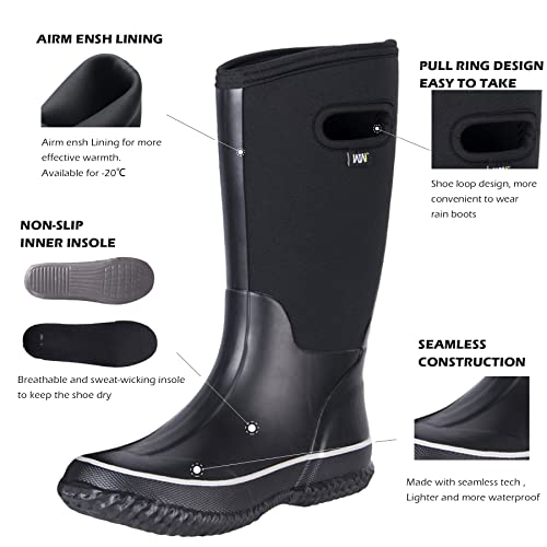 WTW Rubber Rain Boots for Men Multi-Season Mid Waterproof Insulated Neoprene Rubber Outdoor Hunting Boots3