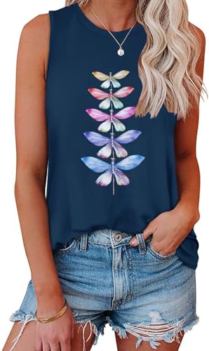 Image of Womens Tank Tops Summer Casual Sleeveless Top Loose Fit Basic Tunic Shirts