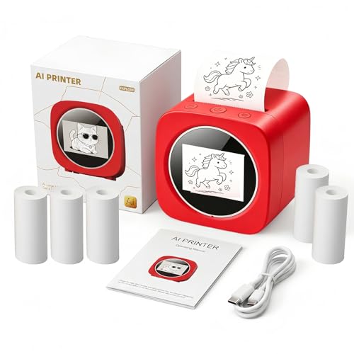 Image of Bxiadbzl AI Voice Powered Sticker Maker for Kids, Mini Thermal Sticker Printer with 6 Art Styles, Portable Custom Sticker Printer for Journal DIY Crafts, Educational Toy Gift Ages 3+