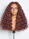 LUVME Glueless Ocean Wave Brown Lace Front Wigs - 18 Inch, Pre-Plucked, 180% Density Curly Human Hair Wigs