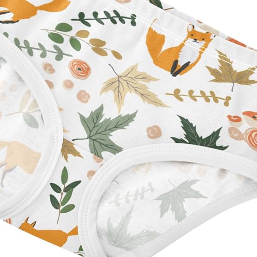 Wusikd Maple Leaves Girls' Underwear Cotton Fox Girls Briefs Soft Toddler Underwear 5T Multi4