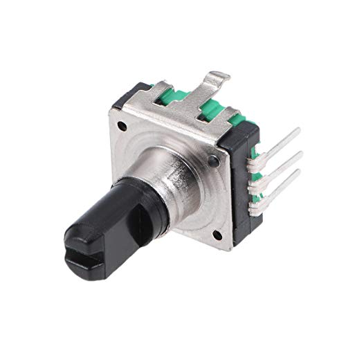 uxcell Potenciômetro digital codificador rotativo de 360 graus, 5 pinos 14,3 mm, eixo D, verde, 2 pe