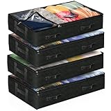 Reli. 90L Under Bed Storage Containers (4 Pack) | Closet Organizer with Clear Window | Underbed Storage Bins for Towels, Sweaters, Linens | Large Organizer for Closet (Black)