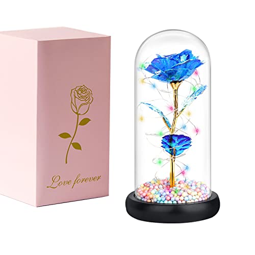 Muttertags-Rosen-Blumengeschenke für Mutter, bunte künstliche Blumen-Rosen, Geschenke für sie, Mutter, Geburtstagsgeschenke für Frauen, Muttertag, Geschenke (blau) Cover