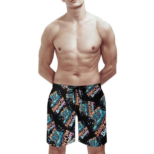 Daddy of The Birthday Roller Skates Men's Swim Trunks Quick Dry Board Shorts Hawaiian Beach Shorts With Pocket3