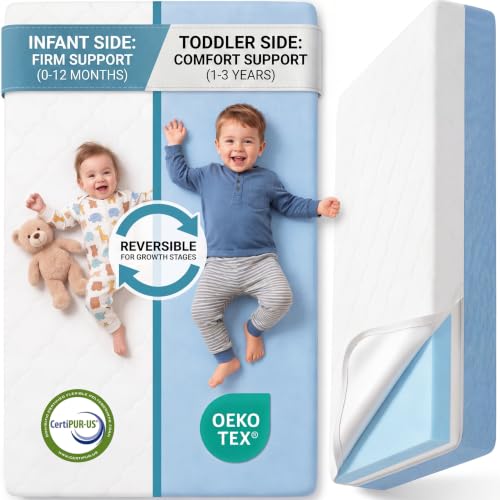 DeerFable Baby Crib Mattress, Dual Sided Memory Foam 52x27.6x...