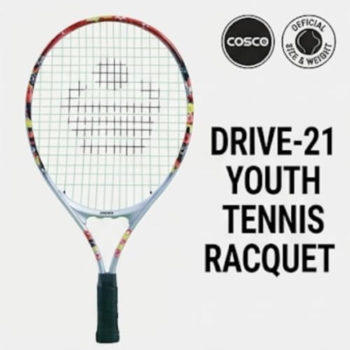 Image of Cosco 21 Aluminium Tennis Racquet, Junior 21-inch (Colour May Vary)