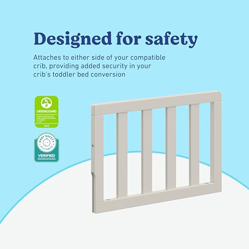 Image of Storkcraft & Graco Toddler Safety Guardrail with Slats (Frosted Oat) - GREENGUARD Gold Certified, Converts Compatible Storkcraft & Graco Crib to Toddler Bed, Each Guardrail Sold Individually