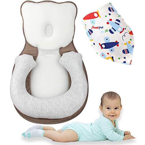 Infant Portable Baby Bed Baby Snuggle, Baby Anti Roll Pillow Sleep Positioner, Head Support Bassinet Insert Newborn Sleep Pillow for Crib Mattress Prevent Flat Head, Brown