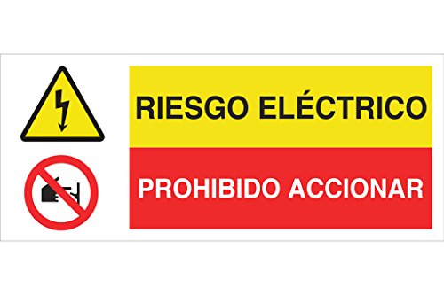 Cofan - Plimpo Señal Poliestireno 1,5Mm 507X210 Combinada Peligro/Prohibición En Oferta Cofan Cap11Pl507210 - Señal De Seguridad&Quot;Riesgo Eléctrico/Prohibido Accionar&Quot;