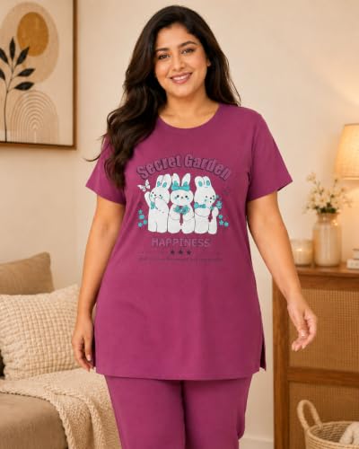 Image of In Love Women's Plus Size Longline T-Shirt with Side Pocket, 3 /4 Sleeve, Crew Neck